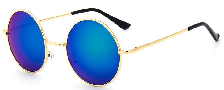 Ochelari de soare Rotunzi Retro John Lennon Albastru Reflexii - Auriu